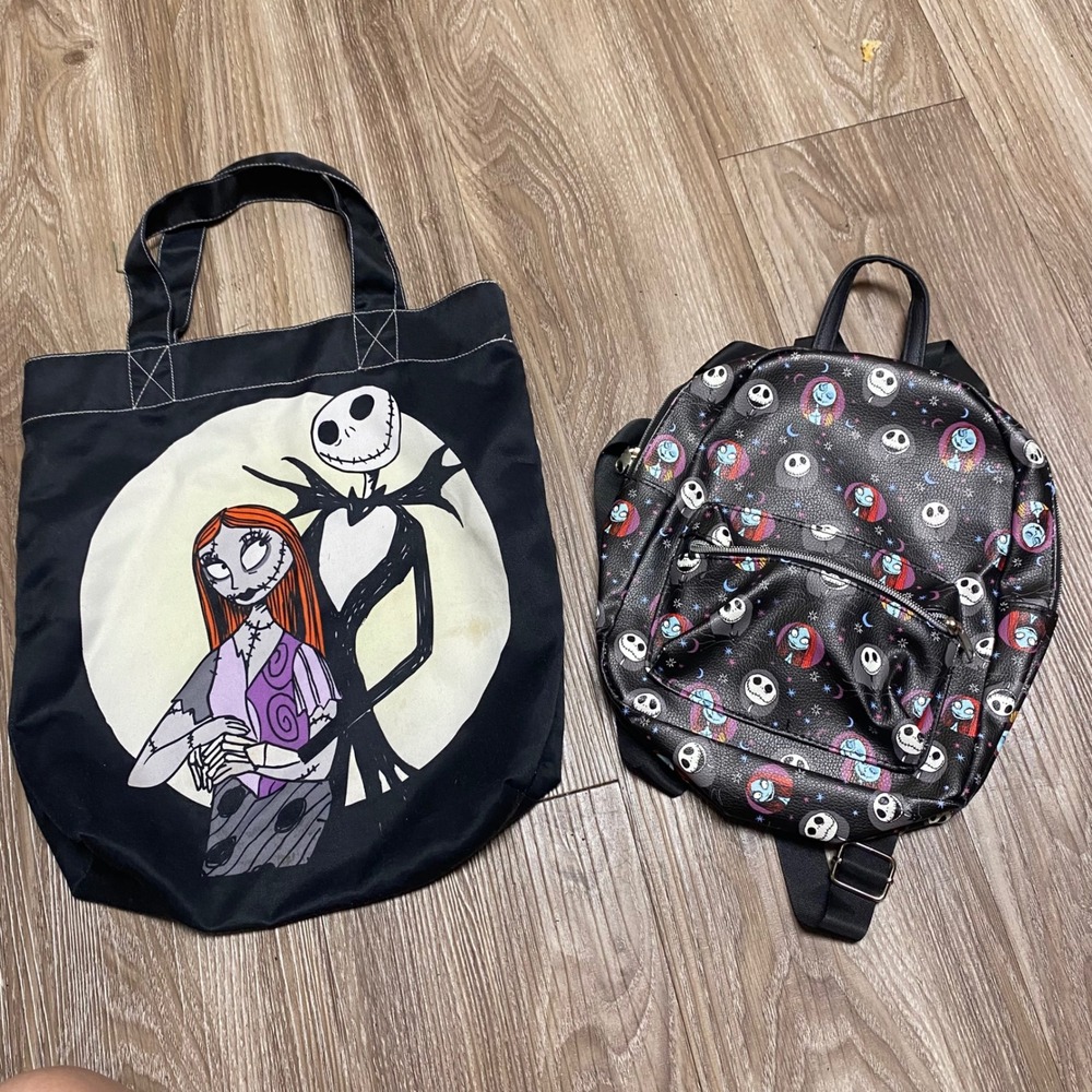 Disney Nightmare Before Christmas Jack Sally Mini Backpack and Tote Bag Lot